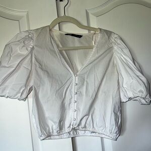 White Zara puff sleeve top